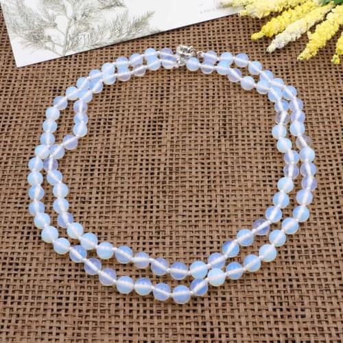 New Statement Long Necklace Women Opal Stone Beaded Chain Necklaces Crystal Round Party Gifts Jewelry 36" A954 Elf on The Shelf