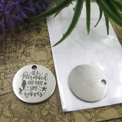 10pcs--"BE A MERMAID AND MAKE SOME WAVES"stainless steel charms 5 styles for choosing DIY Charms for necklace bracelets