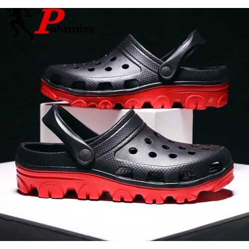 PULOMIES Summer Men Slippers Sandals Massage Clogs Outdoor Garden Shoes Men Pool Sandals Bathroom Slides Mules Beach Slippers