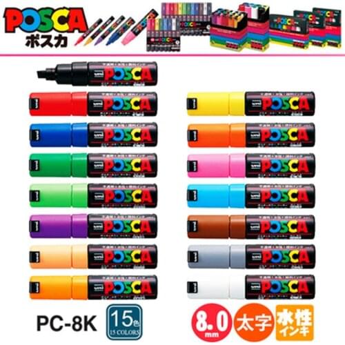 One Piece Uni Posca PC-8K Paint Marker Pen- Broad Tip-8mm 15colors available Drawing Poster Advertising Graffiti Pen