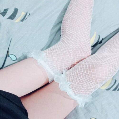 Sexy Suspender High Tube Silk Stocking Over Knee Black White Pink Cute Transparent Lingerie Kawaii Net Pure Lovely