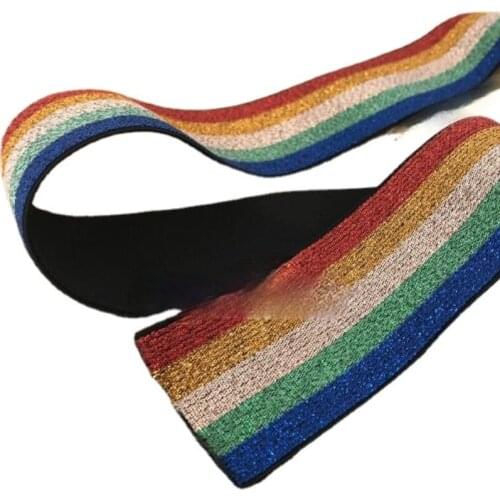Width 1'' Rainbow Color Thickened Fashion Simple Comfortable Elastic Band For Clothes Pants Belt Material
