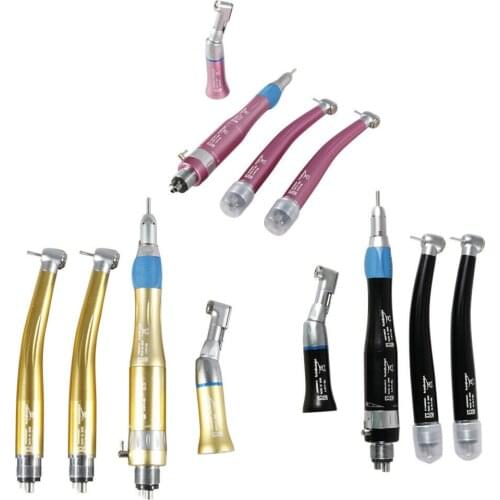 Dental 4 Holes Low/High Speed Handpiece Air Turbine Kit 1:1Ratio Push Button fit NSK Style