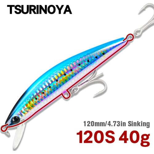 TSURINOYA 120S Sinking Minnow 12cm 40g DW37 Saltwater Hard Boat Fishing Lure Artificial Minnow Bait with Treble Hooks Wobblers