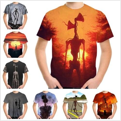 SCP Horror Game Siren Head 3D Print T-Shirt For Girl Boys Streetwear Children Cartoon Tshirts Summer Kids Anime Birthday Clothes