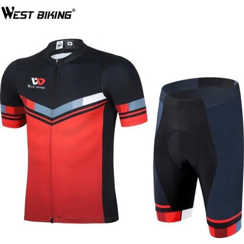 WEST BIKING Summer Sports Cycling Jerseys Set Breathable Quick Dry MTB Bicycle Clothes Gel Pad Cycling Sets Short Sleeve Suit