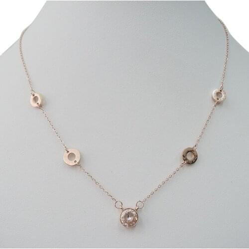 High quality top fashion necklace ,stainless steel ,anti-allerge , nice round with crystal shape pendant necklace,rose gold