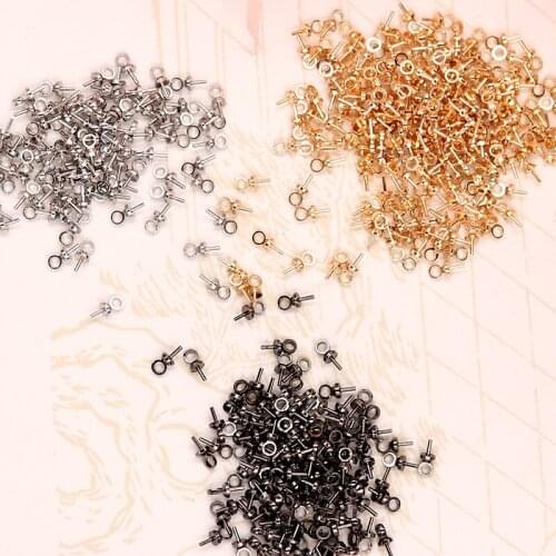 500 PCS 3mm 4mm 5mm 6mm Gun Black KC Gold Rhodium Pendant Clasps Eye Pins Bail Findings Eyelets Clasps Hooks For Jewelry Making
