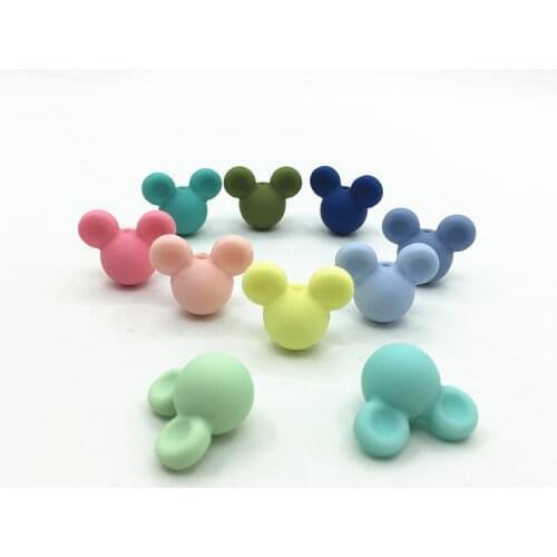 10pcs/lot BPA Free Loose Silicone Mickey Beads Food Grade Teething Beads For DIY Silicone Baby Pacifier Necklaces T