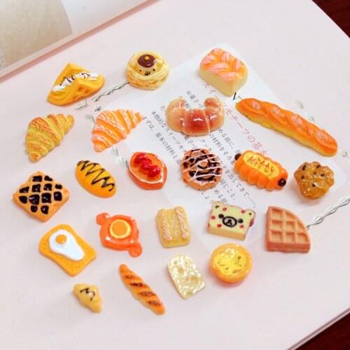 10Pcs Mixed Resin Bread Beads Charm Decoration Crafts Flatback Scrapbooking Fit Phone Embellishments Diy Accessories