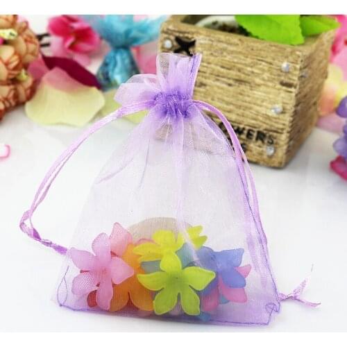 100pcs/lot Light Purple Organza Bags 13x18cm Wedding Favor Jewelry Candy Gifts Packaging Bag Drawstring Gift Bag Organza Pouches