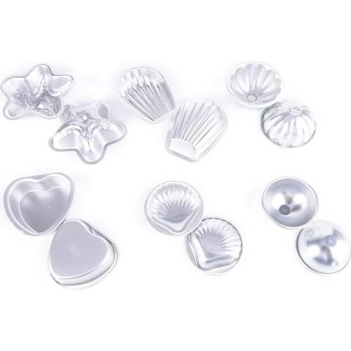 12pcs/lot DIY Bath Bomb Silver Color Scallop Shell Ball Starfish Heart 3D Bath Bomb Mold Aluminum Ball Sphere Bath Bomb Mold