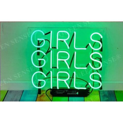14"x10" Girls Girls Girls Green Acrylic Custom Neon Light Lamp Sign Beer Bar Handmade Real Glass Decorate Home Wall Room Decor