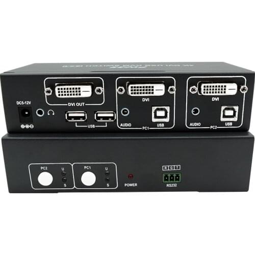 2 Port USB2.0 KVM Switch Box For Mouse Keyboard Printer Share Switcher 60MHz 1080p 4k DVI Monitor Switch Box Adapter