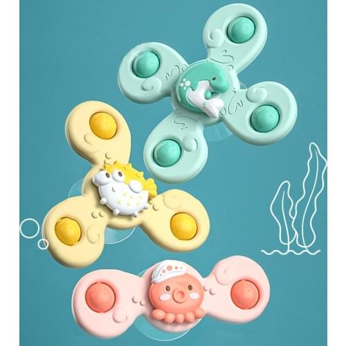 3Pcs Suction Cup Toys Safe Interesting Baby Bath Toys Spin Toy Exercise Hand-eye Coordination Ability For Baby Bath Toy