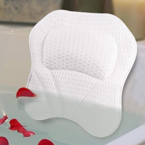 3D Mesh Spa Non-Slip Cushioned Bath Tub Spa Pillow Bathtub Head Rest Pillow With Suction Cups For Neck And Back Bathroom Supply