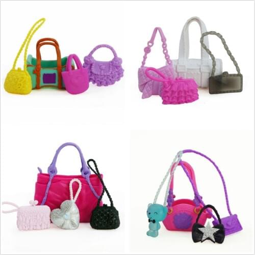4 Pcs Cute Bags Colorful Shoulder Handbag Doll Accessories For Barbie Doll Baby Girl Kids Toy Gift 95AE