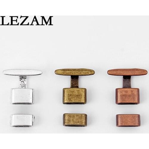 5sets Antique /Bronze/Copper Charms T-Bar Hook Clasp For 5mm Round Leather Cord Bracelet Bangle Jewelry Accessories