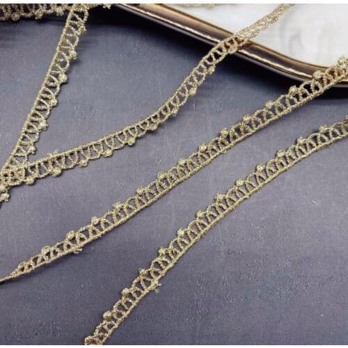 5 Yards Vintage Gold Lace Ribbon Thin Gold Lace Trims DIY Children Garment Decoration 1.1cm Width