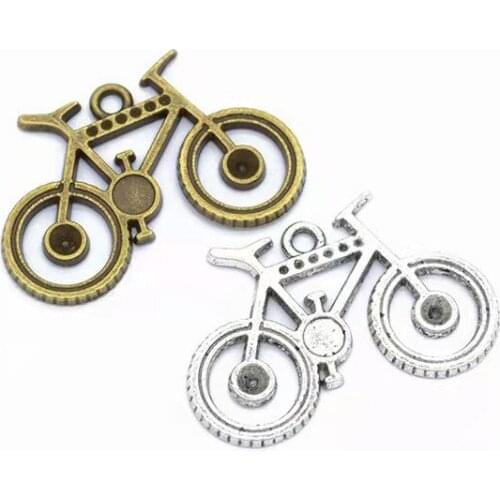 5pcs Antique Silver/Antique Bronze Plated 36x24mm Alloy Bicycle Bike Charm Pendant For Jewelry Making