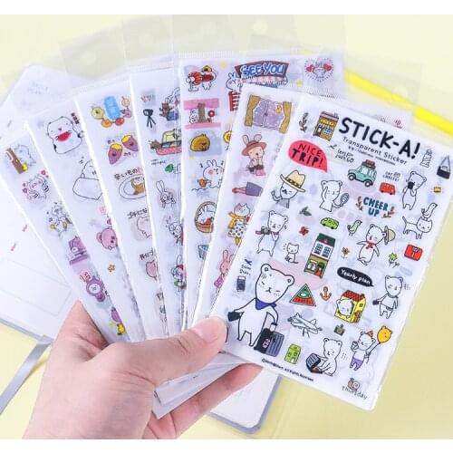 6sheets/s Animal Stickers Quality Stationery Sticker Scrapbook Supplies Sticker Tools DIY Gift Back To School Office Accessories