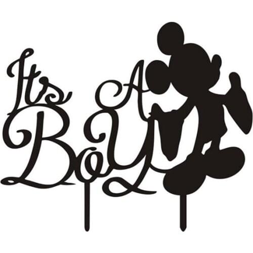 100pcs/lot Creative " Its of boy " Mickey design Acrylic Wedding inserted card Wedding Cake Topper Party Cake Decorations
