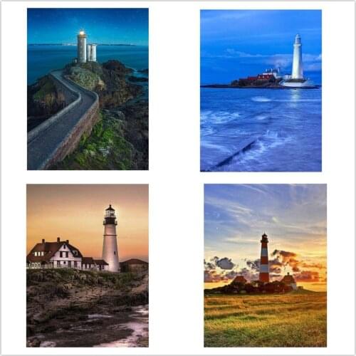 5D DIY Diamond Painting Lighthouse Full Square Drill Diamond Embroidery Landscape Rhinestone Mosaic Sea Decor Home Gift