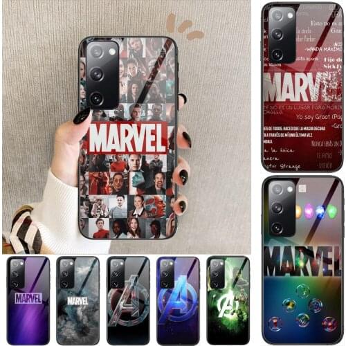 Marvel Tempered Glass shell Phone case For SamSung Galaxy S8 S9 S10E S20 S21 S5 S30 Plus S20 fe 5G Lite Ultra