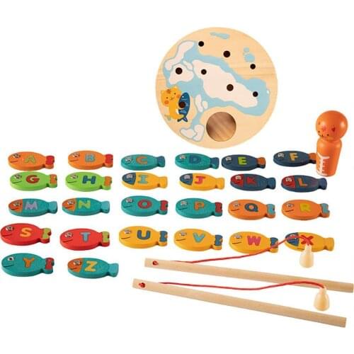 Children Educational Colorful Magnetic Wooden Fishing Toy Preschool Board Game Parent-Child Interactive Puzzle Game Toys