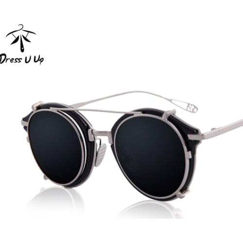 DRESSUUP Newest Fashion Round Sunglasses Women Brand Design Vintage Men Removable Lens Sun Glasses Oculos De Sol Feminino Gafas