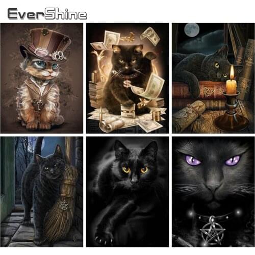 EverShine Diamond Painting Kit Cat Full Square Diamond Embroidery Sale Animals Cross Stitch Rhinestone Art Hobby Gift Home Decor