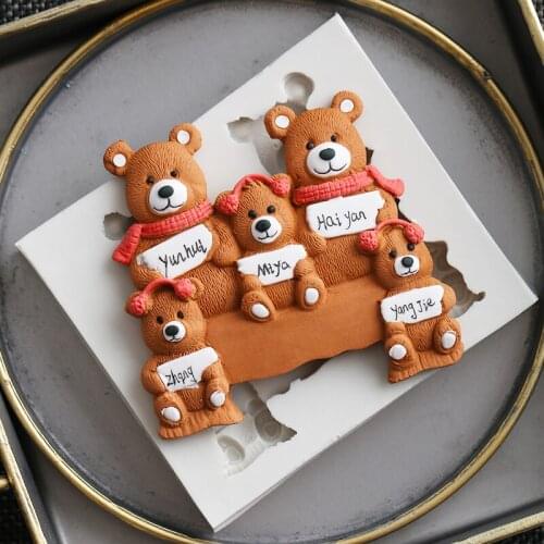 Sugar cake chocolate cake mold, cartoon animal bear house, father bear, mother bear, silica gel mold baking tool WMJ-936