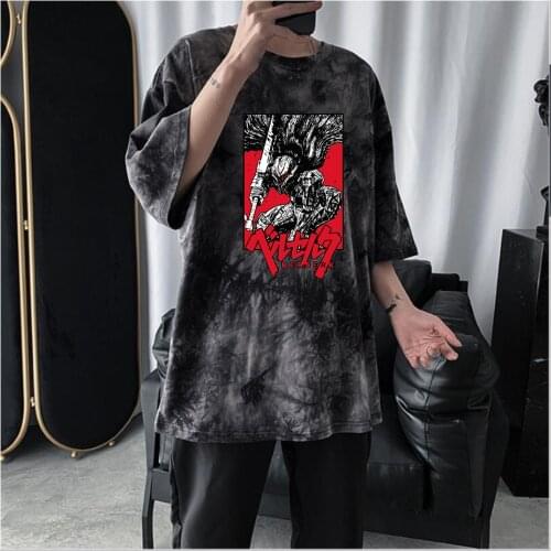 Hot Anime Berserk Tie Dye T-shirt Short Sleeve O-Neck