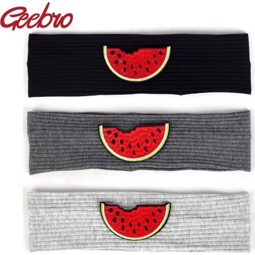 Geebro Child Watermelon Patch Elastic Solid Cotton Ribbed Sports Headbands Cute Baby Girls Boys Turbans Headwear Hair Accessorie