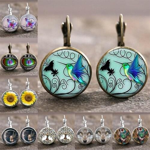 Islamic Muslim Logo Pendant Earrings Glass Convex Charm Pendant Alloy Metal Arabic Religious Jewelry