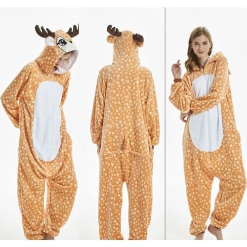 Kigurumi Adult Onesie Flannel Giraffe Pajamas Pyjamas Jumpsuit Cosplay Costume Cartoon Animal Sleepwears