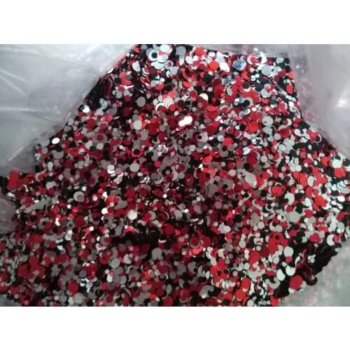 Red Black Silver 100g Paille Ultrathin Sequins Mixed Nail Art ROUND Shapes Confetti Sequins Acrylic Round Nail Glitter 10