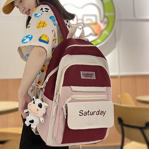 Girl Cute Harajuku Red College Backpack Cool Women Travel School Bag Lady Kawaii Backpack Fashion Female Laptop Student Bags New