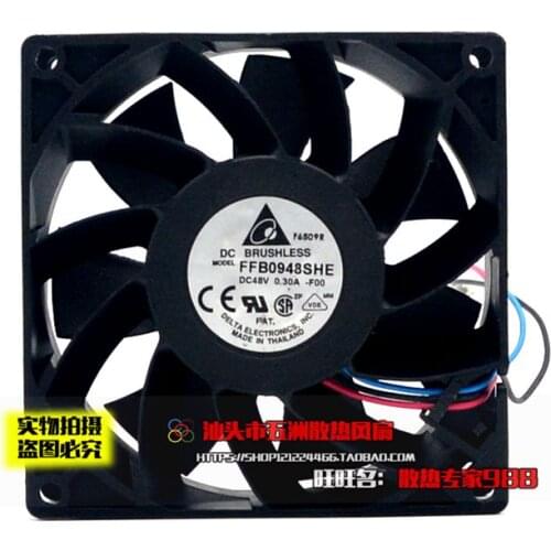 Original FFB0948SHE 48V 0.30A 9CM 9038 3-line large wind pressure axial flow cooling fan