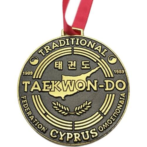Gold Plated Custom Korean Taekwon Do Metal Award Medal Medallion for Decoration k20077
