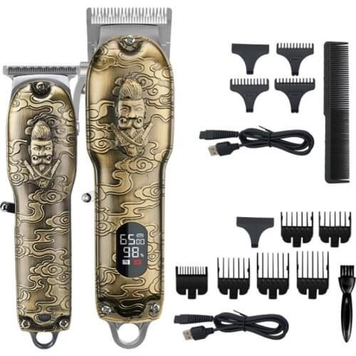 Professional electric powerful 10W hair clipper combo kits metal housing hair trimmer for men barber cordless haircut machine