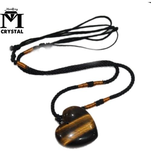 Drop Shipping Natural gemstone Love Heart Pendants Tiger Eye Crystal Quartz Reiki Chakra Jewellery