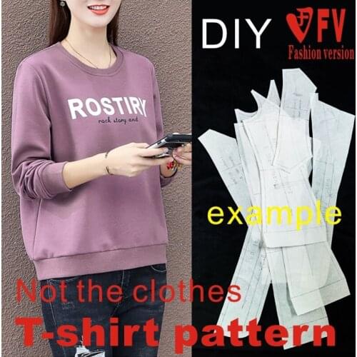 Clothing pattern womens casual long-sleeved knitted T-shirt cutting drawings 1:1 pattern physical BXS-52