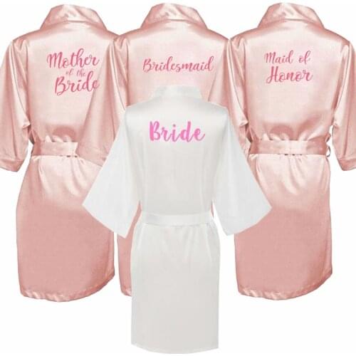 Sexy pink robe kimono bridal pajamas wedding robe bridesmaid matron maid of honor sister mother of the bride robes