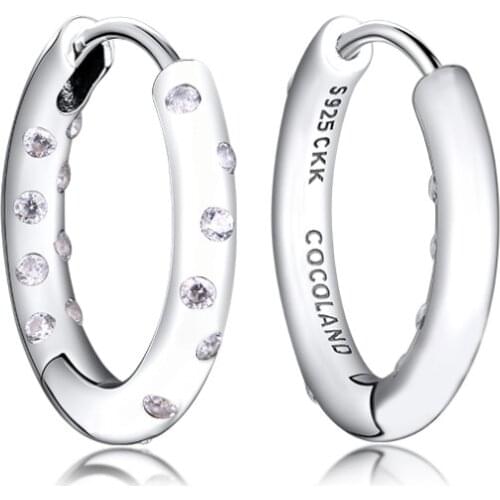 Genuine 925 Sterling Silver Earrings Radiant Chic Style Droplet Hoop Earrings for Women Party Wedding Gift Female Jewelry