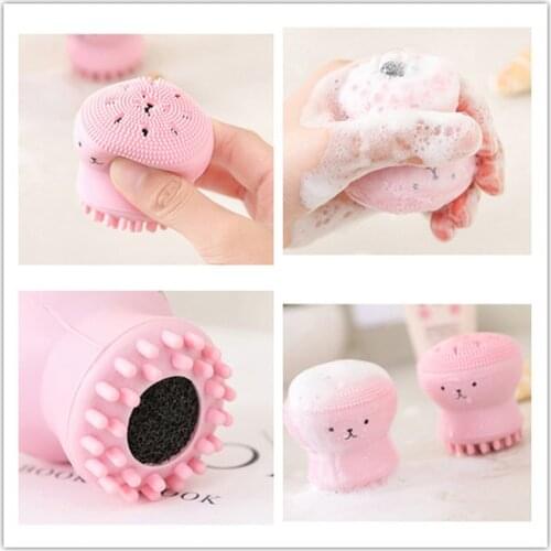 Facial Brush Exfoliator Cute Animal Octopus Silicone Face Cleaner Brush Deep Cleansing Wash Brush Face Spa Facial Care Tools