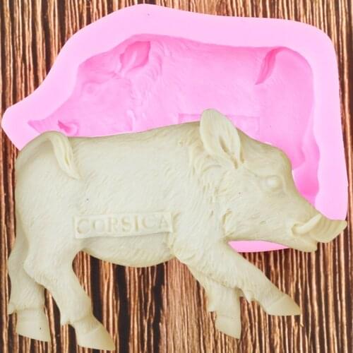 3D Animals Wild Boar Silicone Molds Pig Fondant Mould Baby Birthday Cake Decorating Tools Chocolate Gumpaste Candy Clay Moulds