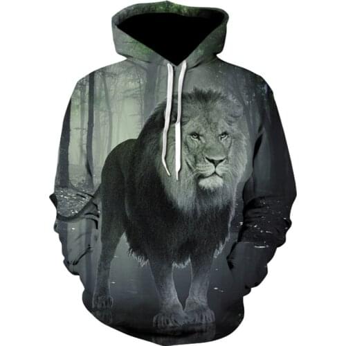 2021 Animal Lion Hoodies 3D Printed Anime Oversize Mens Womens Sweatshirt Pullover long sleeve Hooded Sweatshirt top Streetwear
