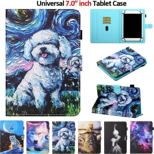 Universal Tablet Case 7 inch For Huawei Mediapad T3 T2 T1 7.0 Cute Unicorn Puppy Leather Cover For Lenovo Tab M7 E7 4 3 7 Case