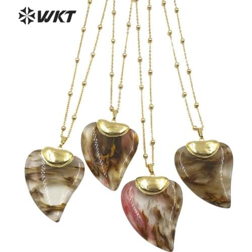 WT-N1206 WKT Trendy Stone Necklace Heart Crystal Pendant Necklace Gold Electroplated Necklace Women Fashion Necklace Jewerly